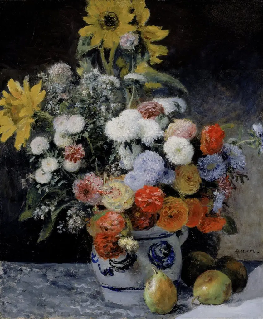 Mixed Flowers in an Earthenware Pot, by Auguste Renoir, unspecified, 1869