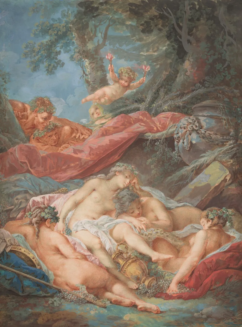 Sleeping Bacchantes, by Jacques Charlier, gouache, 1701