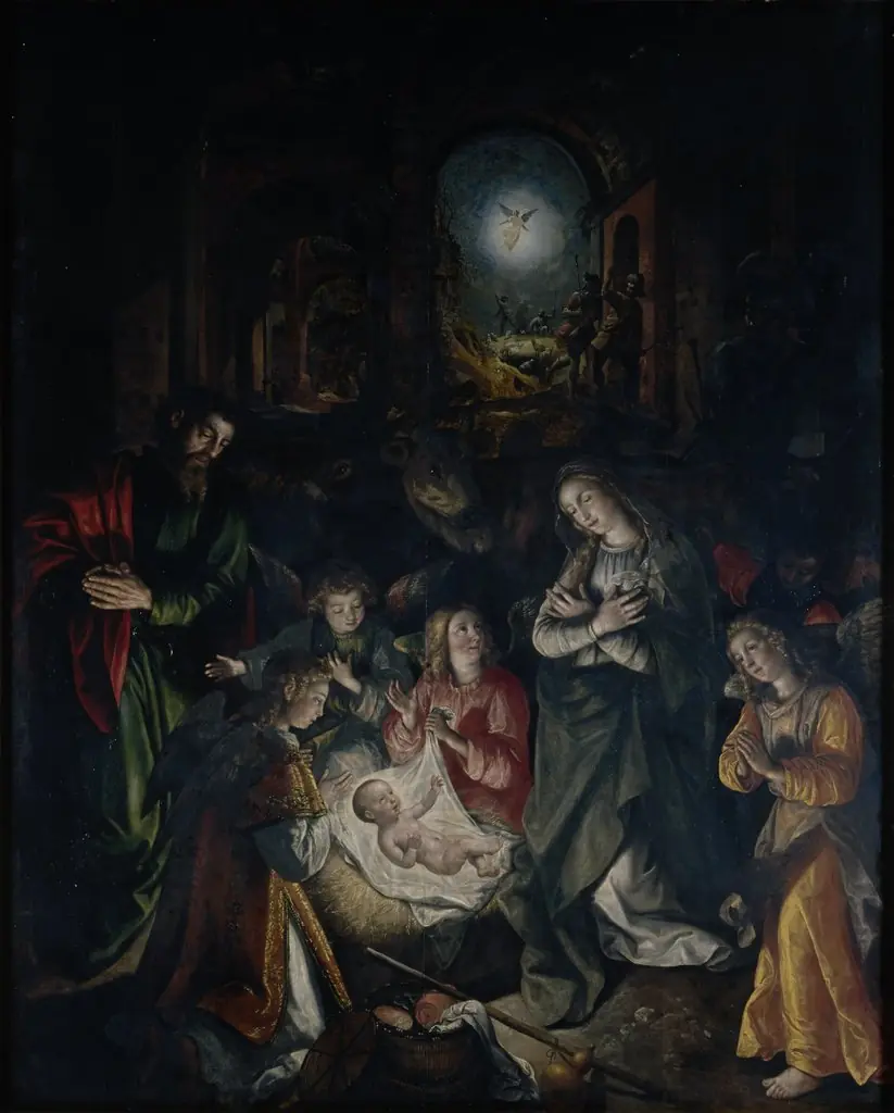 The Nativity, by Maerten de Vos, oil, 1594