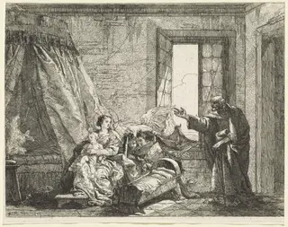 Joseph Relays to Mary God's Command to Flee, by Giovanni Domenico Tiepolo, ink, 1753