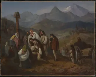 A Highlander's Funeral, by Aleksander Kotsis, oil, 1860
