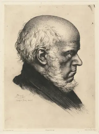 Adolph Menzel, by Karl Stauffer-Bern, ink, 1885