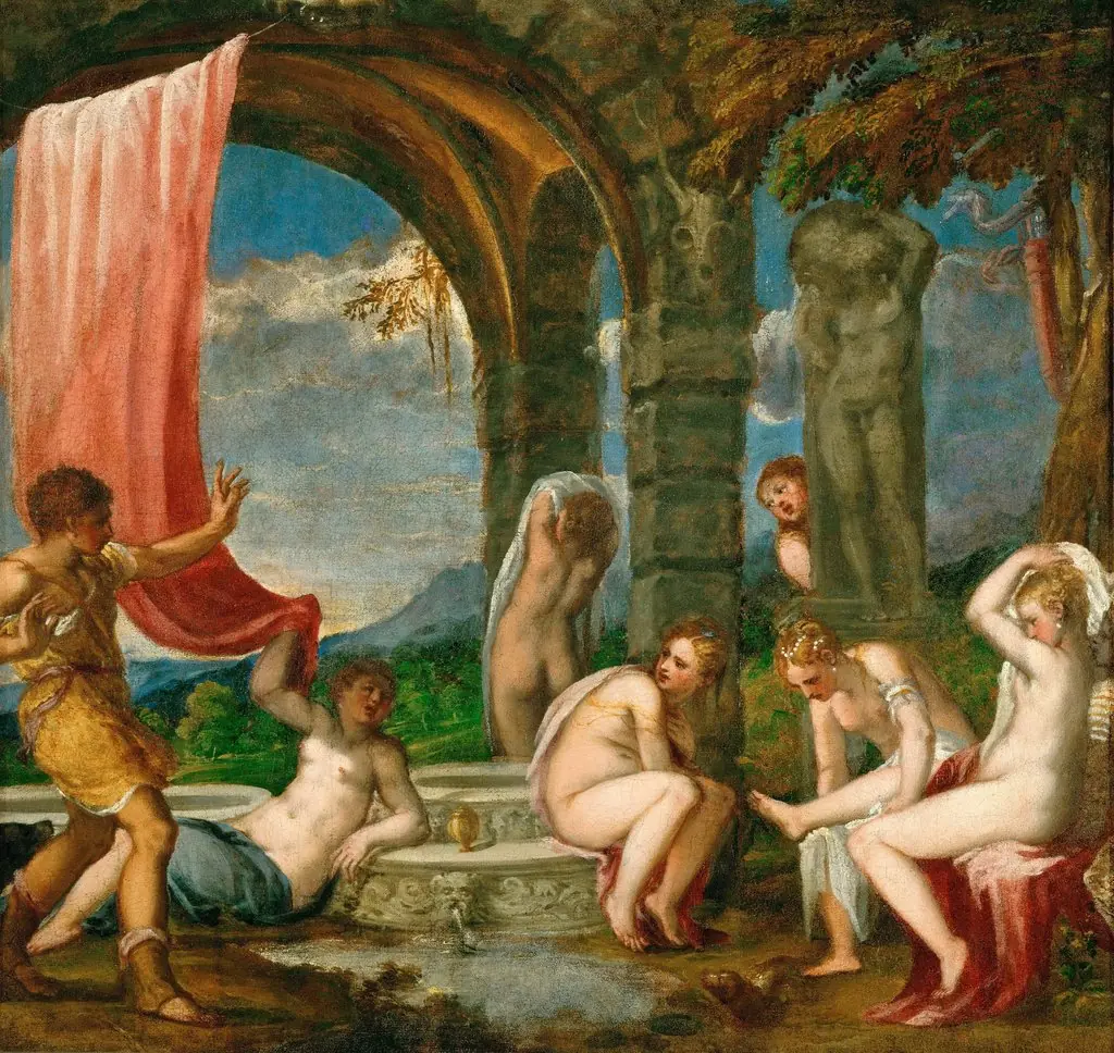 Diana and Actaeon, by Andrea Schiavone, unspecified, 1550