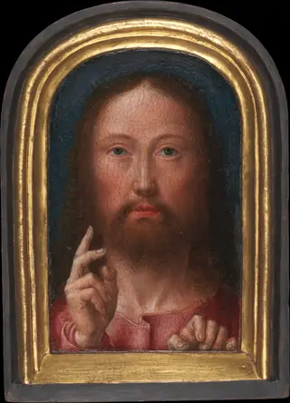 Christ Blessing, by Gerard David, oil, 1500