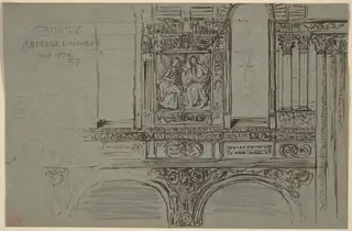 Trinity Church, Boston (nave) - Mural Study, by John La Farge, ink, 1876