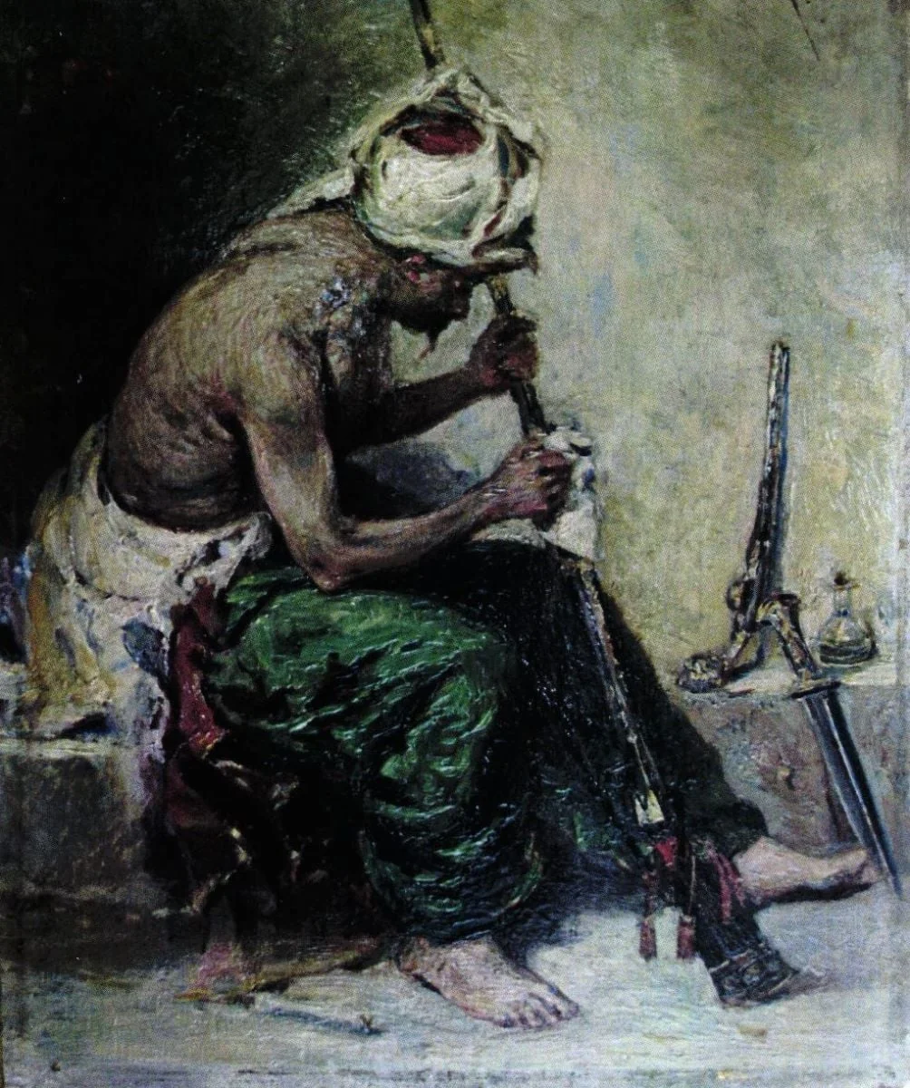 Arab curățindu-și arma, detail