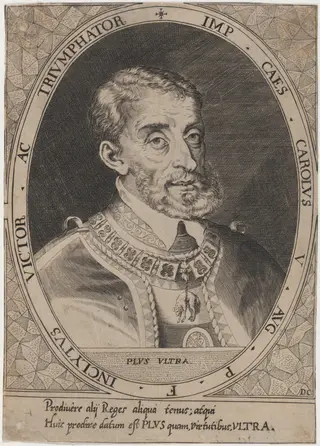Emperor Charles V, by Dominicus Custos, ink, 1600