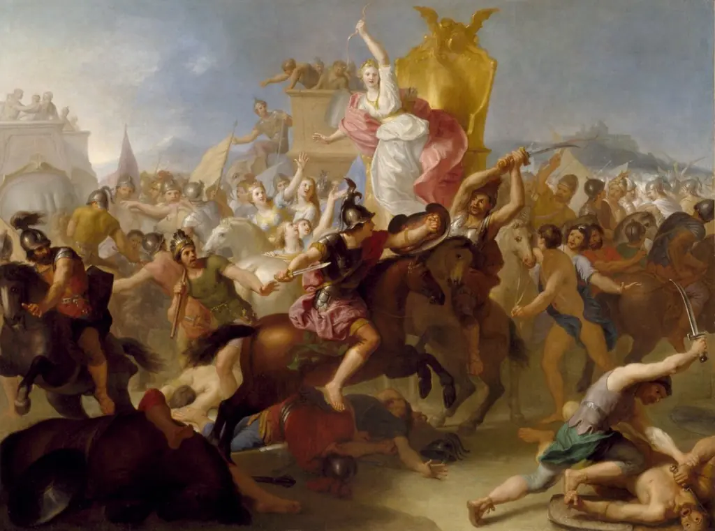Armida Fighting the Christians, by Henri de Favanne, oil, 1718