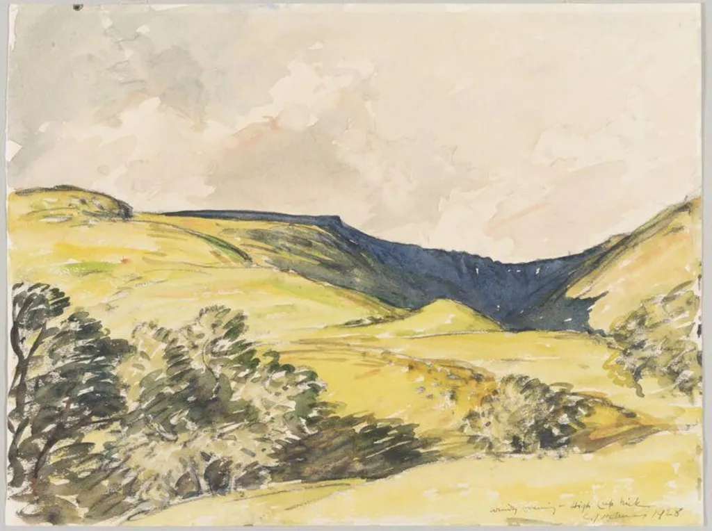 Windy Evening, High Cup Nick, by Charles John Holmes, watercolor, 1928