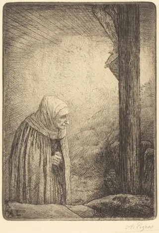 Woman at the Foot of the Cross (Femme au calvaire), by Alphonse Legros, ink, 1874
