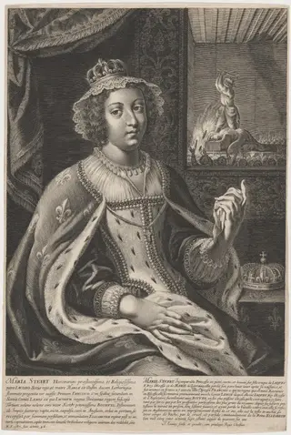 Mary Stuart, by Jean Couvay, ink, 1587
