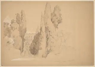 Villa d'Este, Tivoli, by Jasper Francis Cropsey, graphite, 1848
