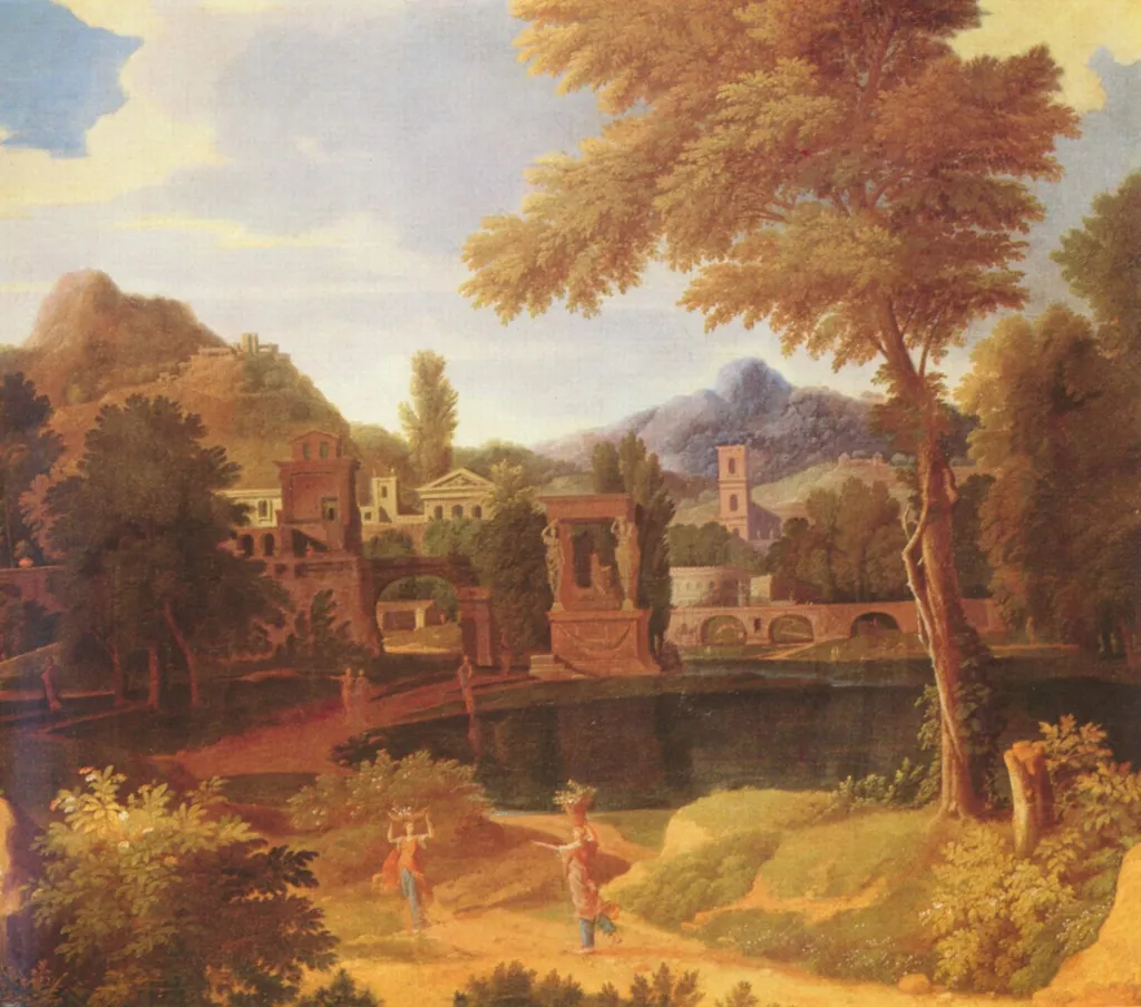 Landscape, by Francisque Millet, oil, 1660