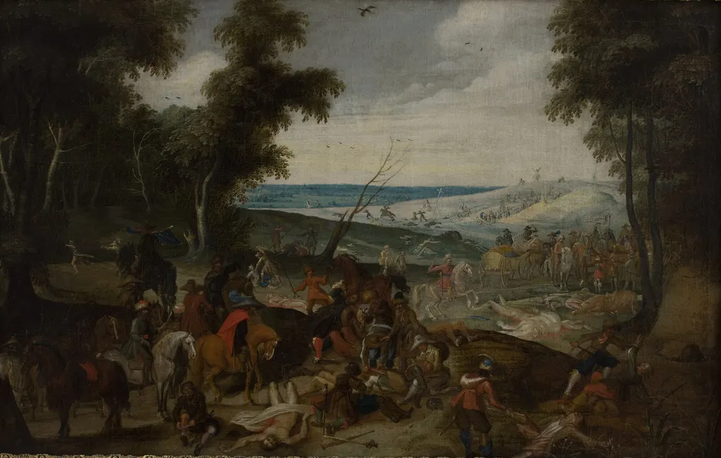Battlefield, by Sebastiaen Vrancx, oil, 1620