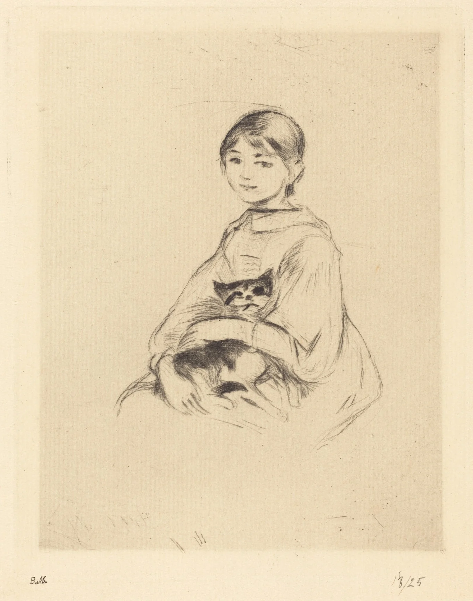 Julie Manet Holding a Cat, detail