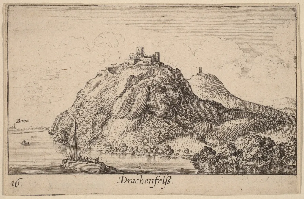 Drachenfels, by Wenceslaus Hollar, ink, 1635