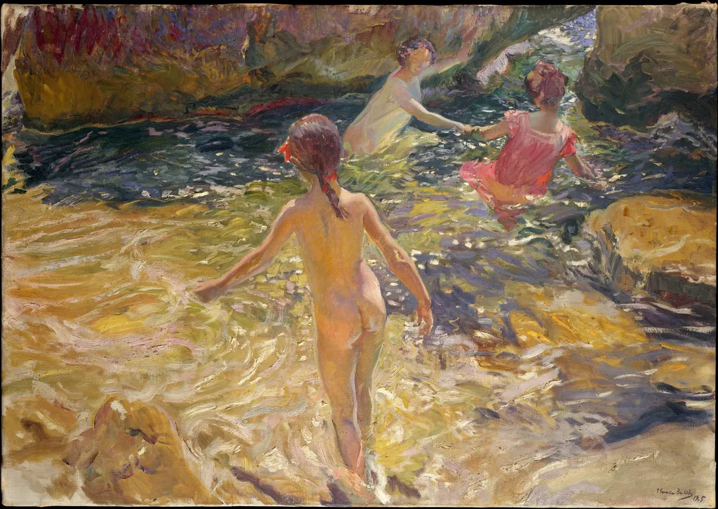 The Bath, Jávea, by Joaquín Sorolla, oil, 1905