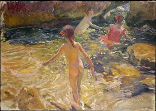 The Bath, Jávea, by Joaquín Sorolla, oil, 1905