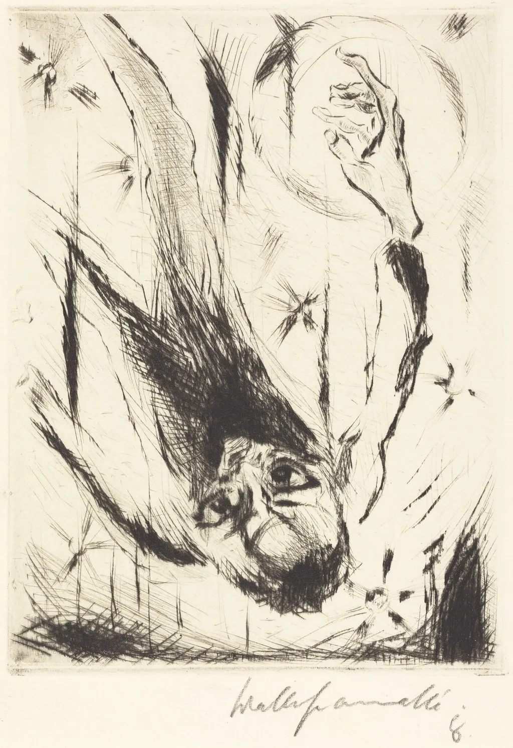 The Fall into Infinity, by Walter Gramatté, ink, 1918