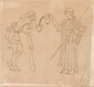 Athena Pouring a Drink for Hercules, by Jacques-Louis David, oil, 1778