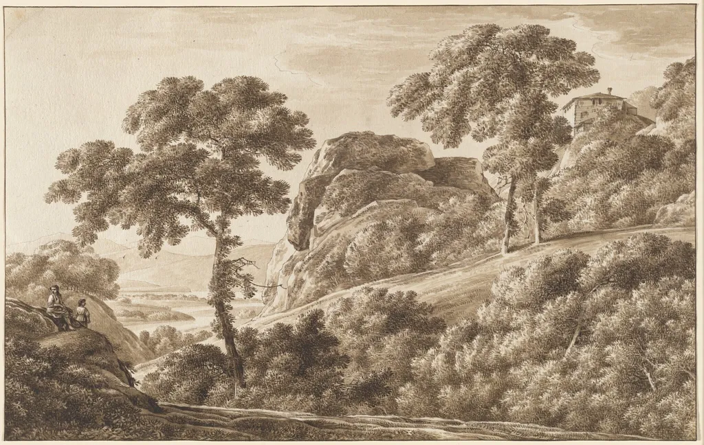 The Isar with Boulders on the Isarhohe, by Franz Innocenz Josef Kobell, ink, 1809