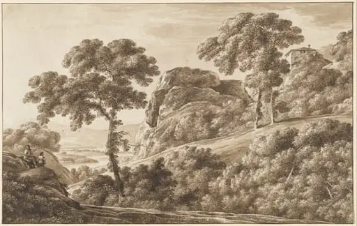 The Isar with Boulders on the Isarhohe, by Franz Innocenz Josef Kobell, ink, 1809