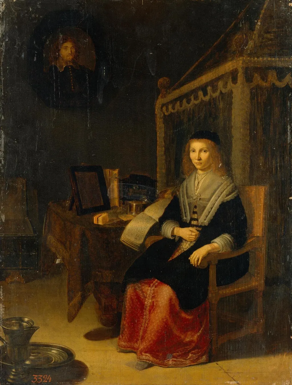 Portrait of a Lady at the Table with Music, by Eglon van der Neer, oil, 1650