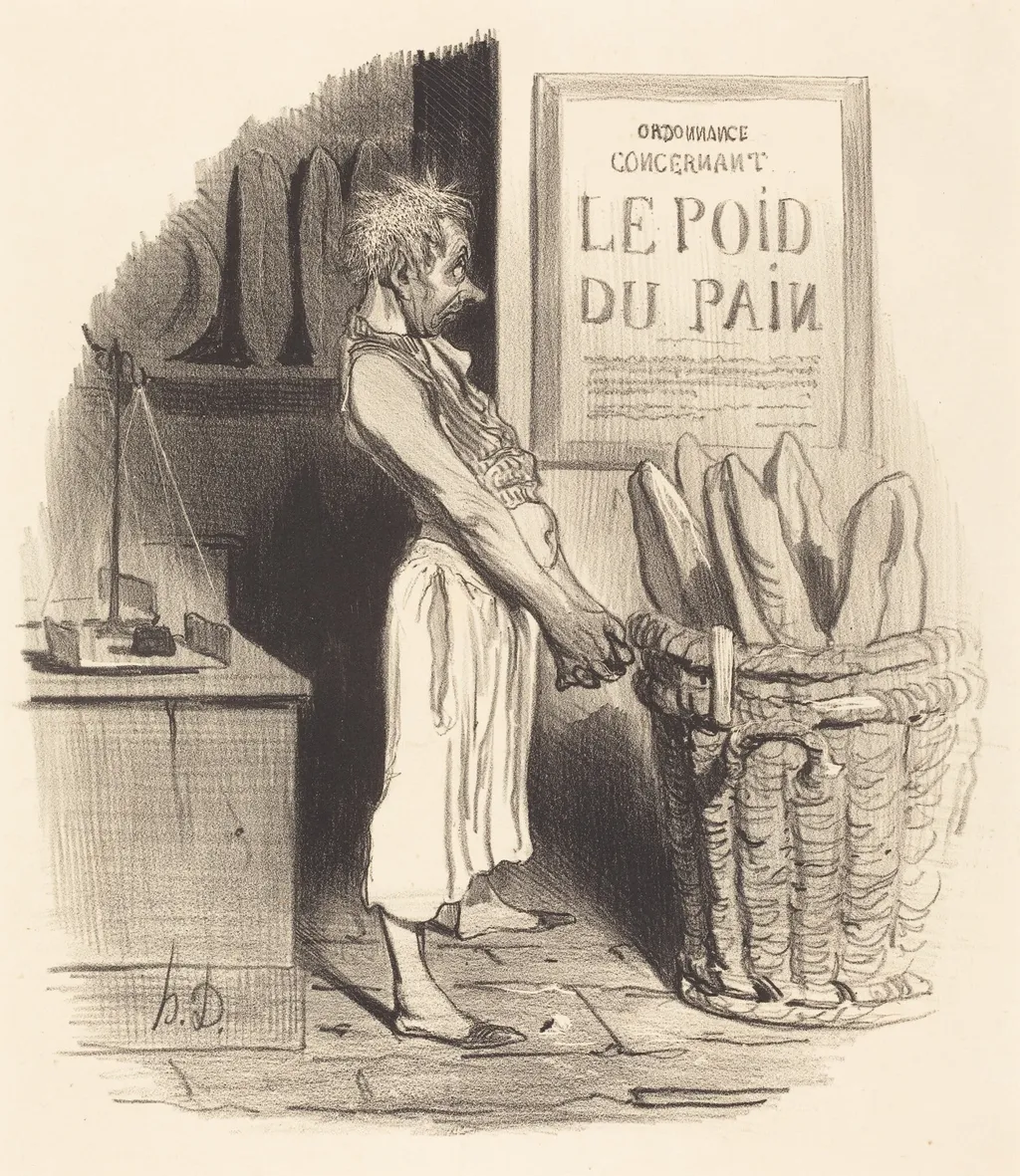 Pour lors... nous... sommes dans le pétrin, by Honoré Daumier, ink, 1840