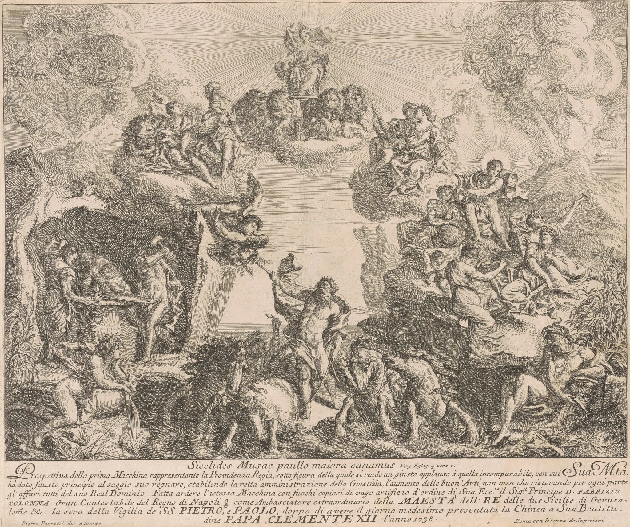 The Prima Macchina for the Chinea of 1738: Allegory of Regal Providence, detail