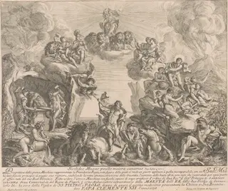 The Prima Macchina for the Chinea of 1738: Allegory of Regal Providence, by Pierre Parrocel, ink, 1738