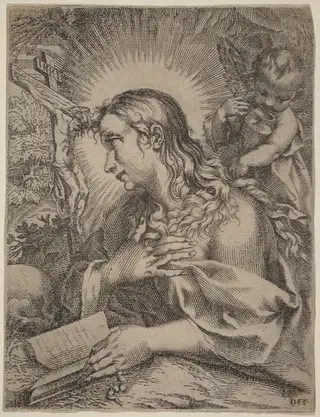 The Penitent Magdalene, by Domenico Falcini, ink, 1601