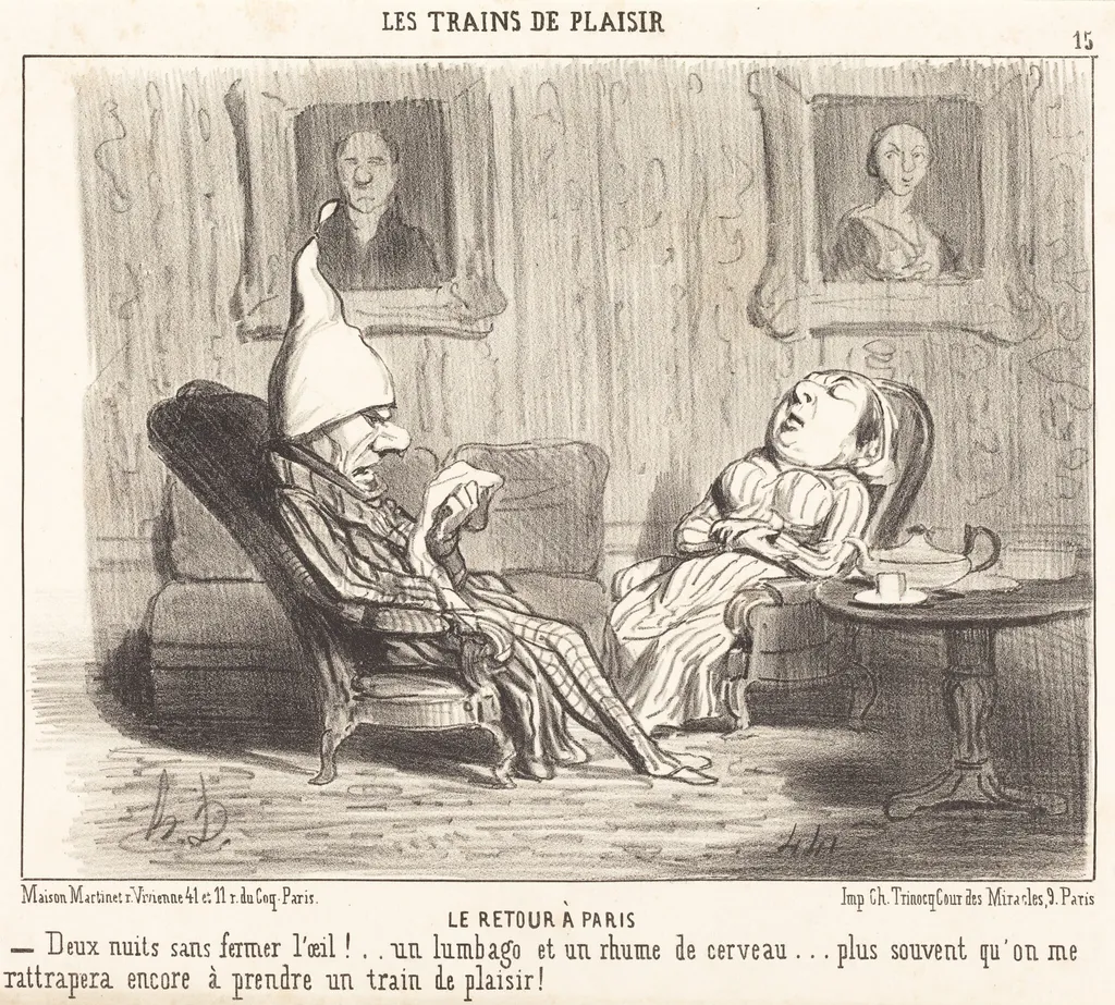 Le Retour a Paris, by Honoré Daumier, ink, 1852