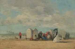 Beach Scene, by Eugène Louis Boudin, oil, 1862
