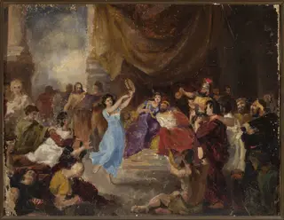 Salome's dance before Herod, sketch, by Marcin Gottlieb, unspecified, 1894