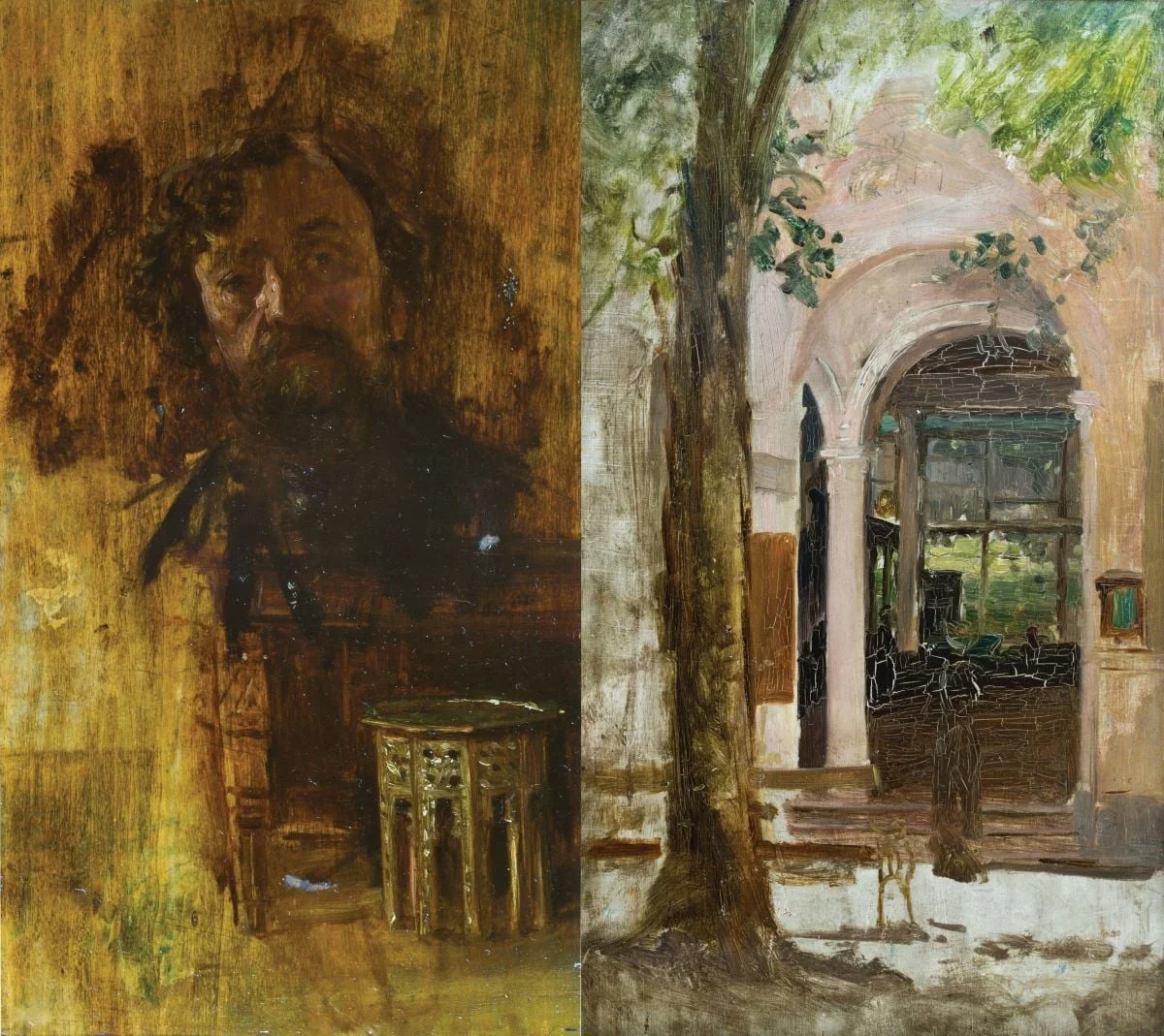 Autoportret Theodor Aman/Peisaj citadin (verso), detail