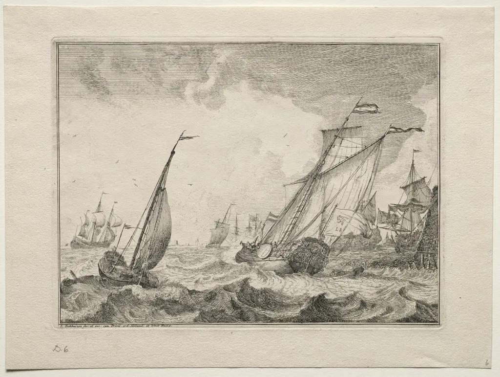 Ships in a Gale, by Ludolf Bakhuizen, 1701