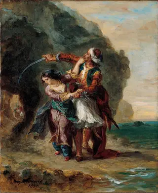 Selim and Zuleika, by Eugène Delacroix, oil, 1857