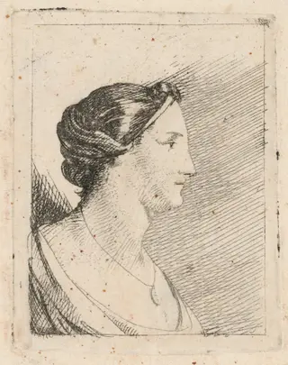 Bust of a Woman, by Johann Heinrich Schönfeld, ink, 1626
