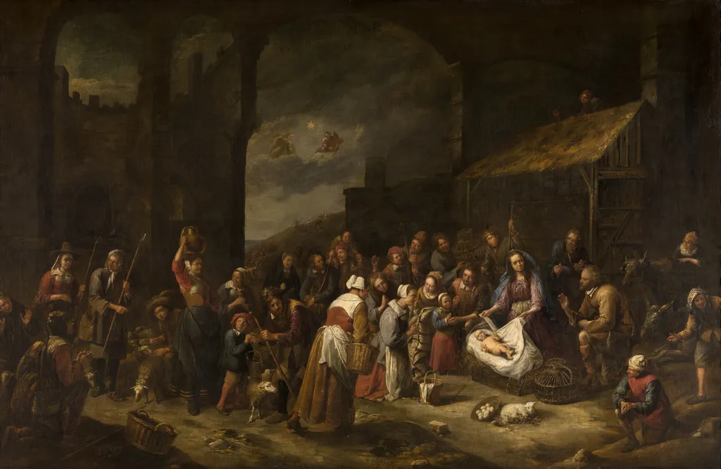 The Adoration of the Shepherds, by Gillis van Tilborgh, oil, 1655