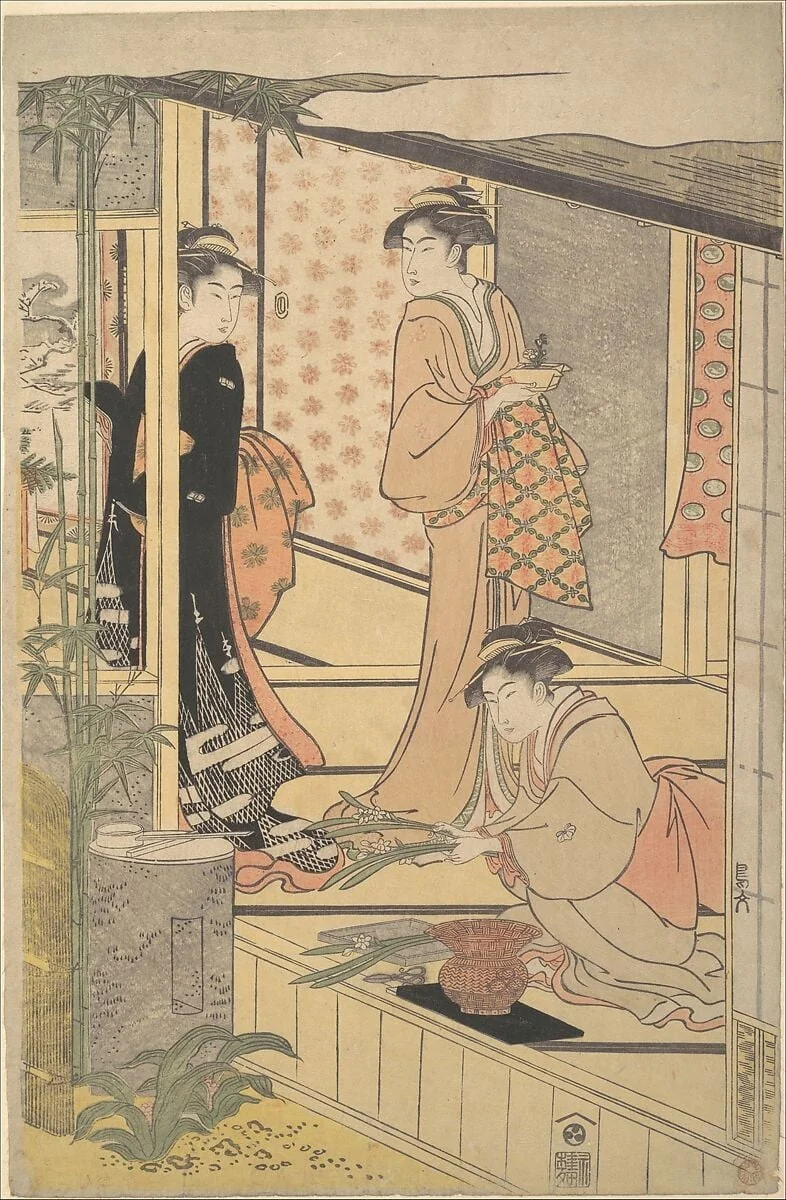 細田栄之画 正月準備|Preparing New Year Decorations, detail