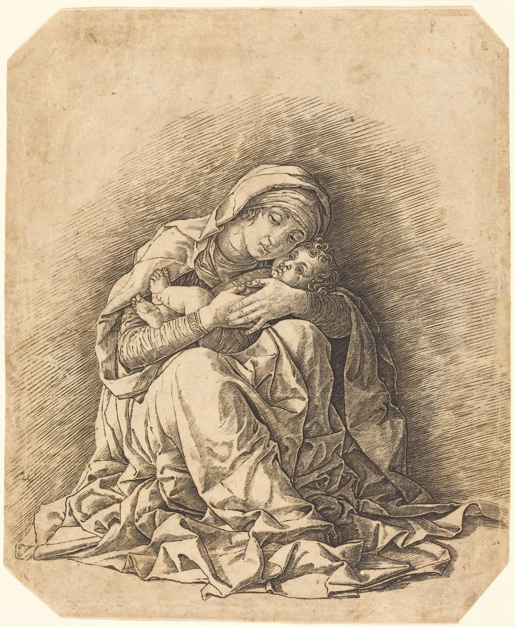 The Virgin and Child, by Andrea Mantegna, ink, 1490
