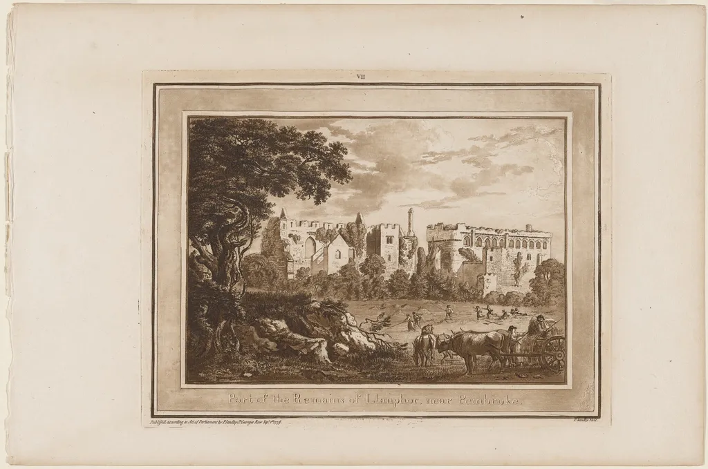 Part of the Remains of Llanphor near Pembroke, by Paul Sandby, ink, 1775
