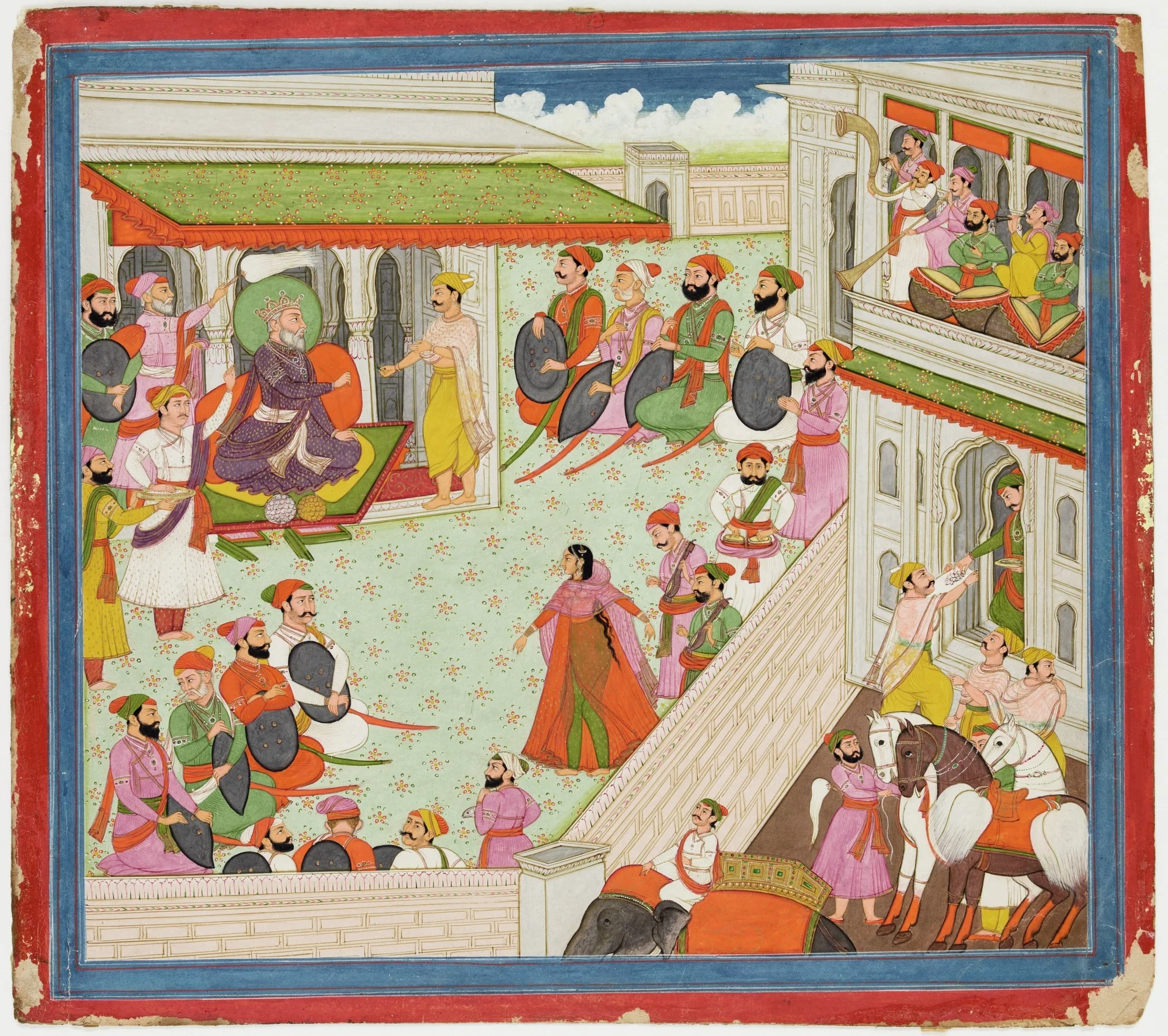 Illustrations to Life of Dhurva Maharaj: #3 Rejoicing and Dancing in Palace, detail