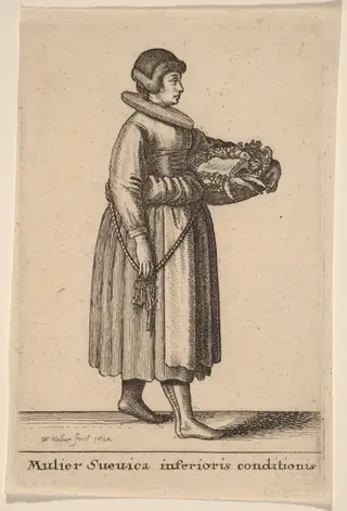 Mulier Svevica Inferioris Conditionis, by Wenceslaus Hollar, ink, 1642