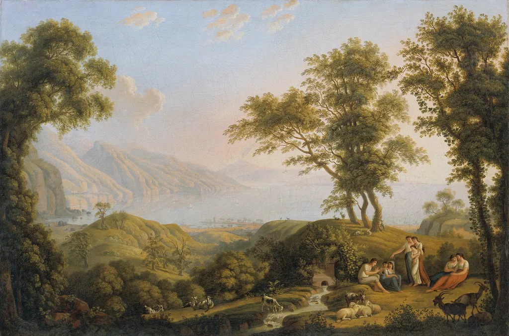 Südliche Landschaft mit Vesuv, by Ludwig Philipp Strack, oil, 1820