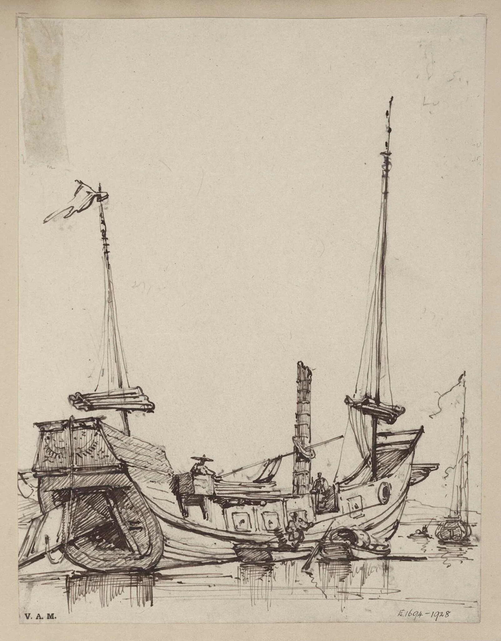 A junk undergoing repairs, detail