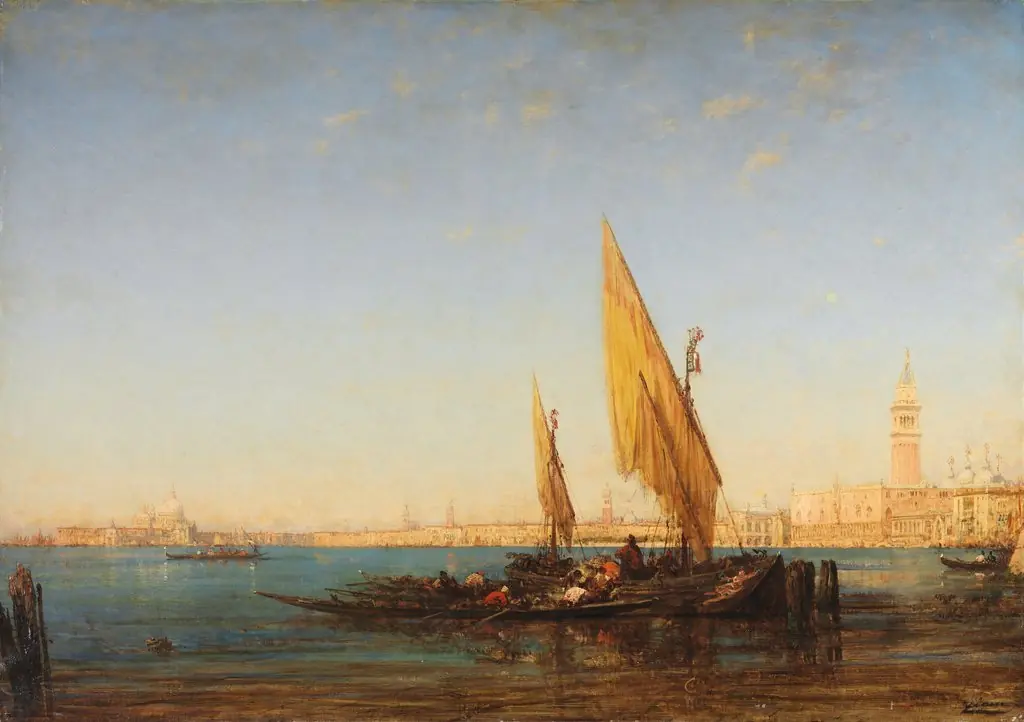 Venice: a Scene with Boats, by Félix Ziem, oil, 1890