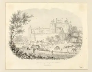 Delhee Gate of the Palace, Delhee, by Robert Captain Smith, 1830