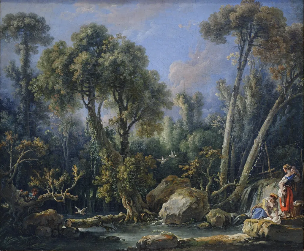 Laundresses in a Landscape, by François Boucher, oil, 1760