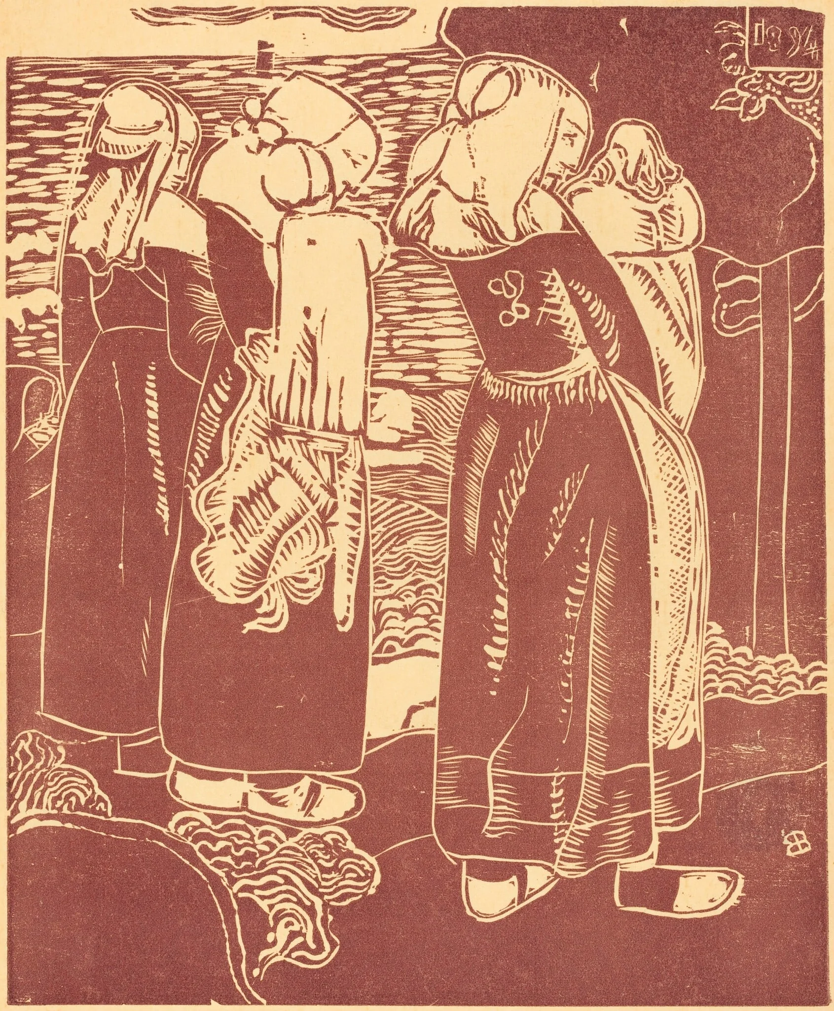 Three Breton Women with Infants, detail